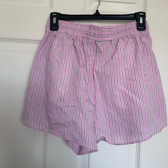 Zara NWT Pink Striped poplin Women's Shorts with Drawstrings- midrise- size S - Picture 6 of 8